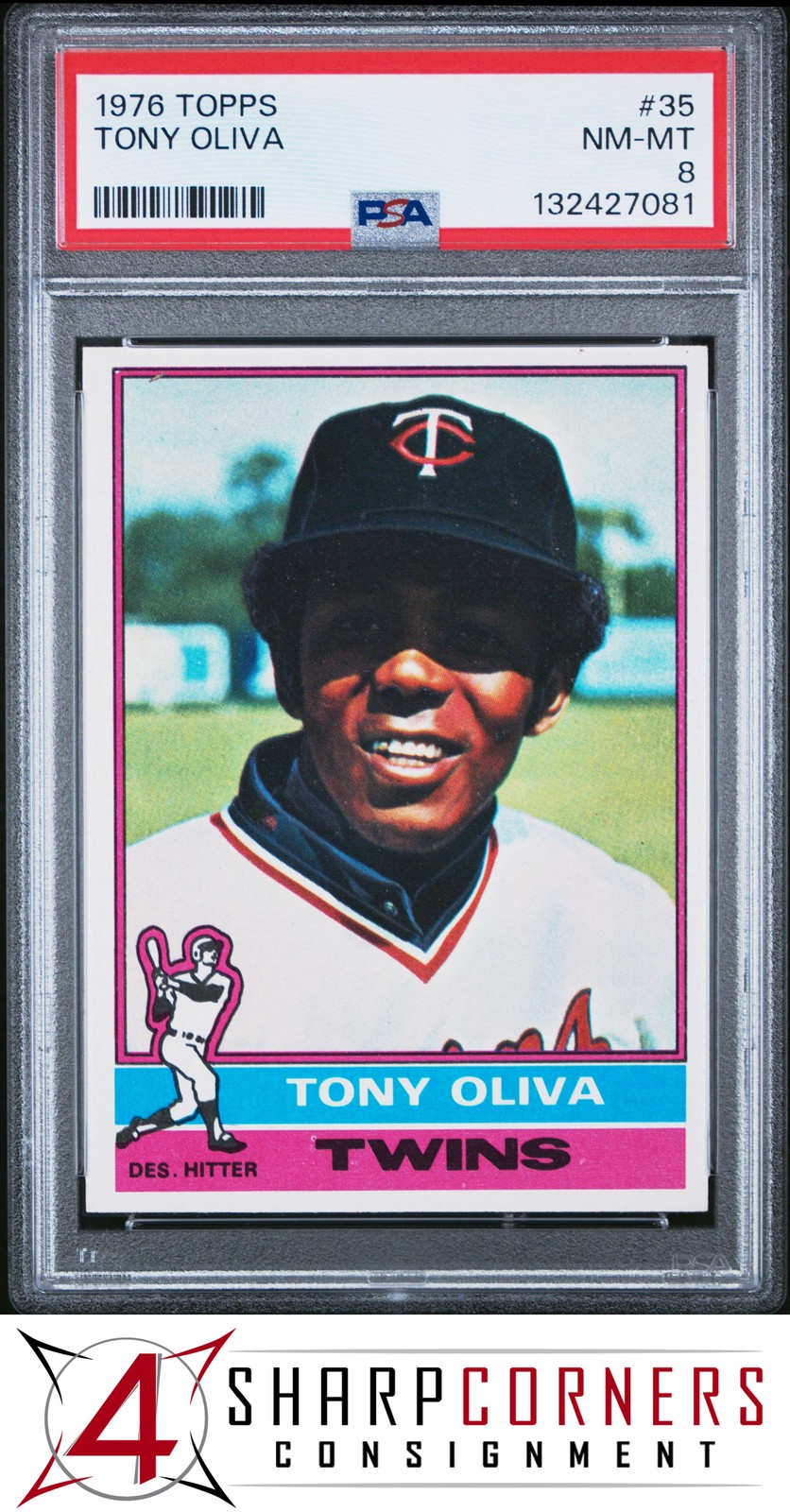 1976 TOPPS #35 TONY OLIVA TWINS HOF PSA 8