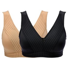Rhonda Shear 2 Pack Striped Pin-Up Bra Black/Beige M New