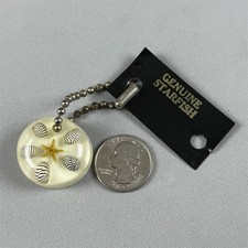 New Genuine Starfish Seashell Rein Encased Charm Keychain Key Ring 54854