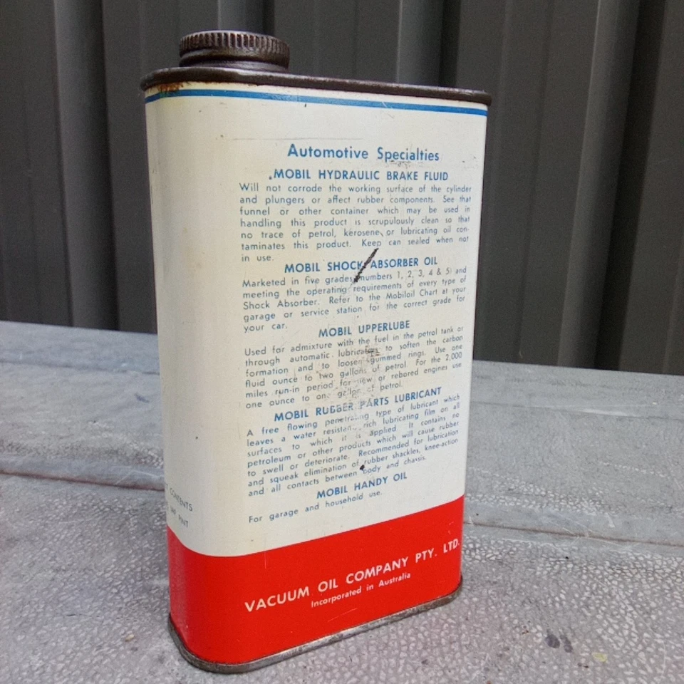 Vintage Mobil 1 Pint Shock Absorber No 5 Vacuum Oil Company Australia - image 3 of 4