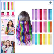 48PCS Colored Clip in Hair Extensions 20 Inch Rainbow Hairpieces DIY Accessories