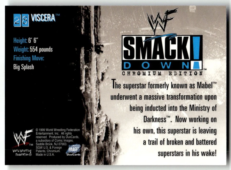 1999 Comic Images WWF SmackDown! Chromium #28 Viscera - Image 2 of 2