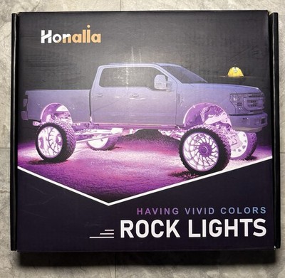 Honalia RGB LED Rock Lights 6 Pods Vivid Colors Bluetooth NEW Open Box READ Desc