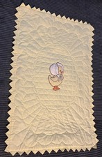 Handmade Yellow Baby Quilt With Baby Bonnet Duckling Scalloped Edging Nursery