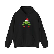 Grinch middle finger funny Christmas Santa Unisex Heavy Blend  Hooded Sweatshirt