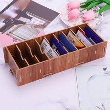 DIY Wood Business Cards Organizer with Dividers Index Card Filing Desktop Org...