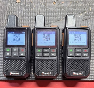 Rapid Radios Push-To-Talk Nationwide Walkie-Talkie Model: G1 Lot of 3