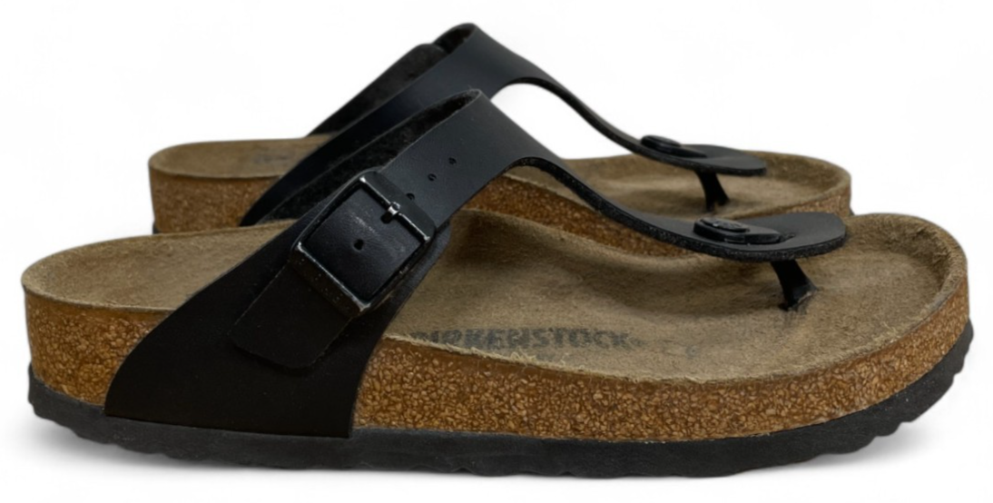 Birkenstock Gizeh Sandals Womens 38 7 Black Birko-Flor Thong Slides Comfort