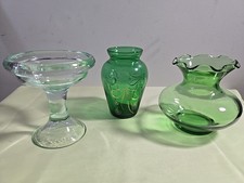  Green Glass Anchor Hocking Miniature Vase Ru...