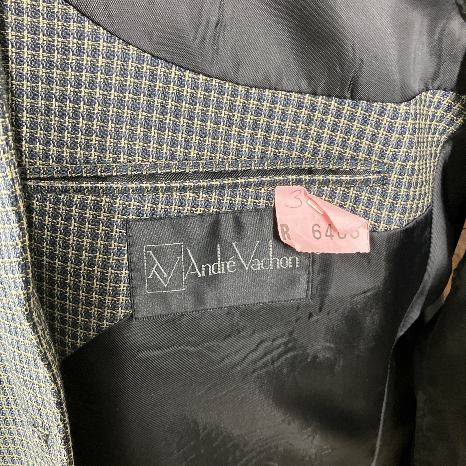 Andre Vachon Suit Coat Checked pattern Blues Mens… - image 10