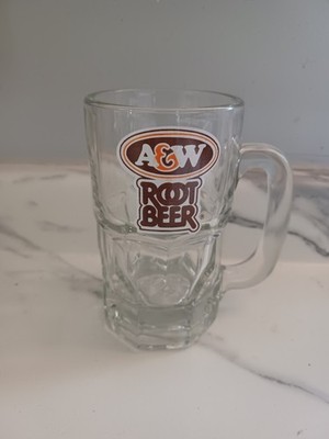 Vintage A&W Root Beer Glass Mug 6'' Tall Heavy Clear Soda Float Glass 1970s 1980s