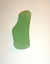Genuine Real Surf-Tumbled Sea glass 3" Green Top Drilled Sea Glass Piece RARE 