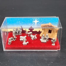 1983 HUDSON MINI WORLD PEWTER NATIVITY SET A CHILD IS BORN: KING OF KINGS