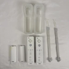 Nintendo OEM Wii Remote Controller Lot of 2 With Straps & Jelly Covers RVL-003