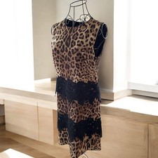 Dolce & Gabbana Leopard Print Dress, Women's, Size 44, From Japan, i25226