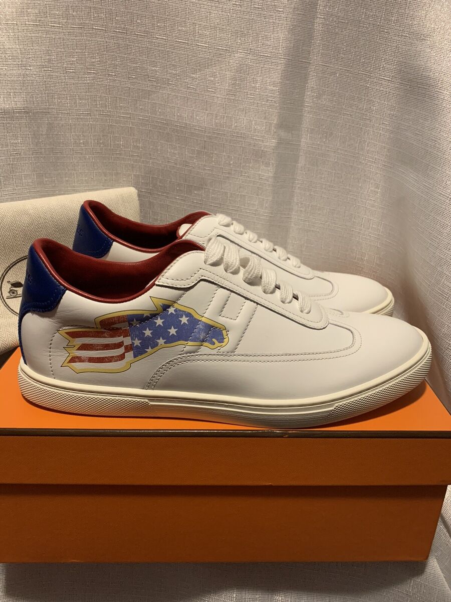 Limited Ed HERMES H Logo America White Leather Quicker Limited Ed HERMES H Logo America White Leather Quicker