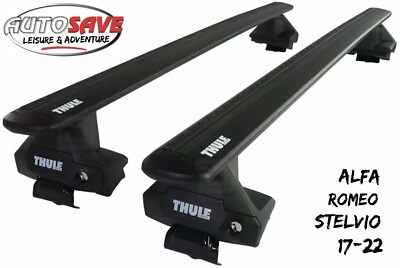 Thule Aluminium WingBar Evo Black Roof Bars Set to fit Alfa Romeo Stelvio 17-22