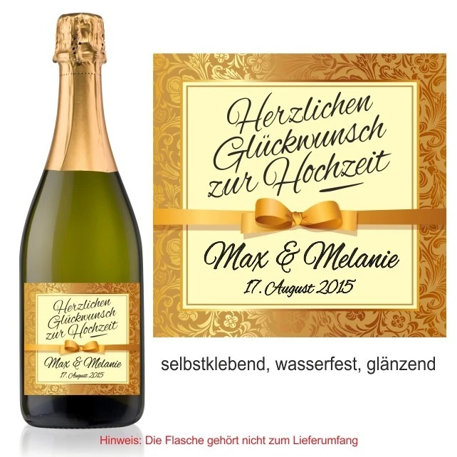 PLAY-TOO 1 Aufkleber Flaschenetikett Fest personalisiert Hochzeit Sekt Glückwunsch