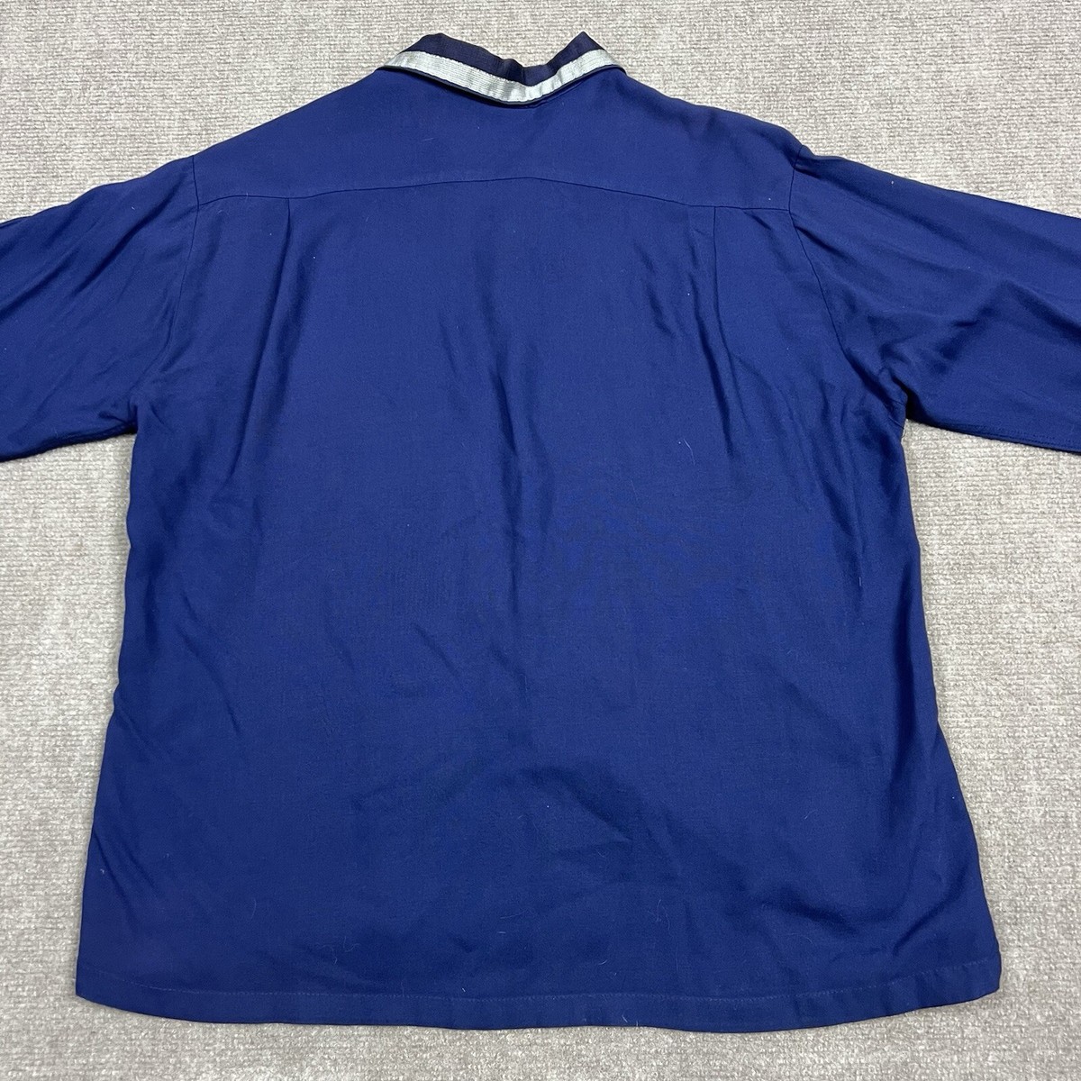 Vintage 50s Striped Rayon Gabardine Loop Collar Shirt Mens Medium