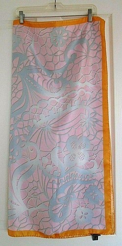 Saks Fifth Avenue Blue & Pink Floral Design Pure Silk Scarf Made in Italy NWT! - Picture 7 of 11