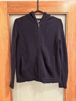 Patagonia Cashmere Blue XS Full Zip Up Knit Sweater With Hood