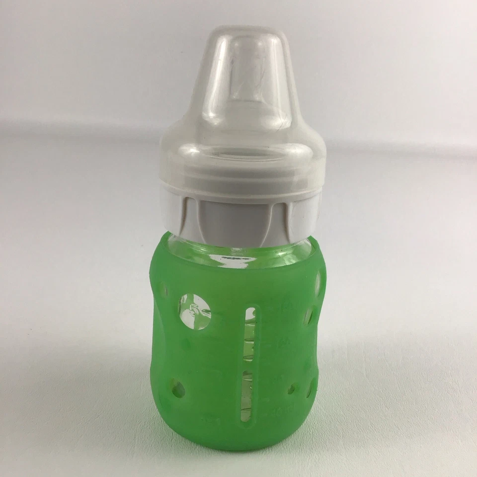 Biberón de vidrio completo Born Free funda de silicona verde bebé 4 onzas Foto 3 de 4