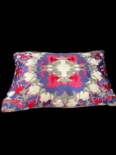 Anthology Melody Oblong Embroidered Throw Pillow White Purple Pink 19”x12”