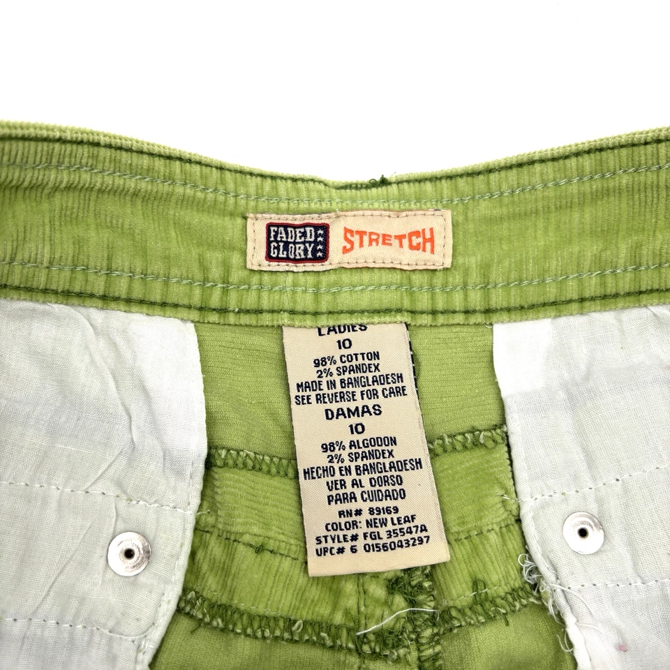 Vintage 90s Faded Glory Stretch Lime Green Corduroy Pencil Skirt Size 10 30x19" - Image 2 of 4