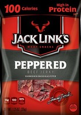 Jack Link's Meat Snacks Beef Jerky, Peppered, 1.25 Ounce Pack of 10