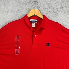 Champion Mens Polo Shirt XL Red Short Sleeve Rugby Casual 100 Combed Cotton NEW