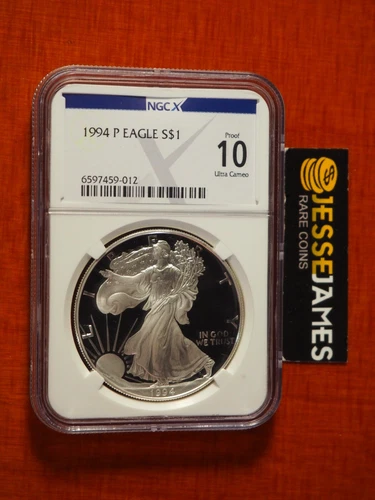 1994 P PROOF SILVER EAGLE NGC NGCX PF10 ULTRA CAMEO - PERFECT 10 POINT RATING