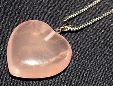Collana, Pendente In Quarzo Rosa, Catena In Argento, 16g 30x30x12mm