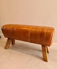 Lederbank Knauf Pferdestil Echtleder Fußhock...