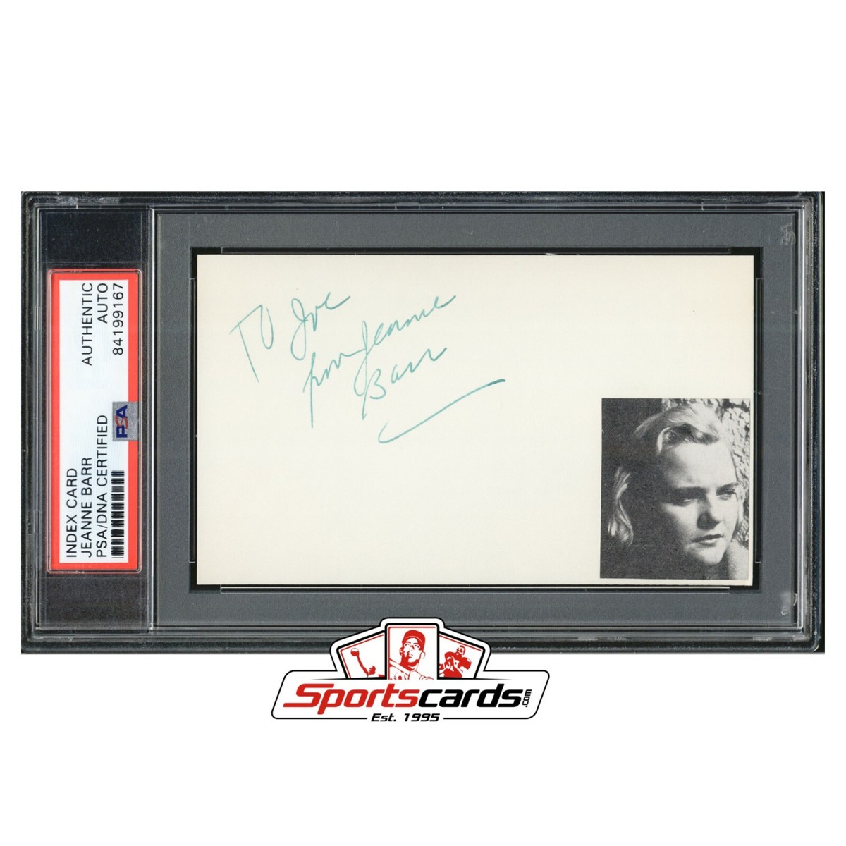 Jeanne Barr Actress D.1967 age 37 Signed 3x5 Index Card PSA/DNA