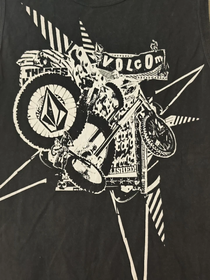 Volcom Herren-Tanktop mit Motorrad-Grafik, ärmellos, Schwarz, Größe M - Bild 2 von 4
