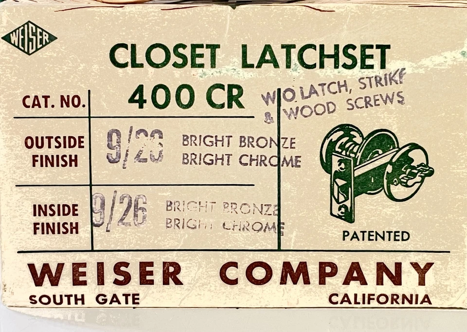 Новый из старых запасов Weiser Медь / Бронза Хром Дверная ручка Комплект Тройской Круглый Большой Палец Поворотный Шкаф MCM - Изображение 3 из 4