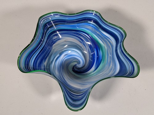 James Hayes ciotola in vetro artistico soffiato a mano e piccola ciotola in vetro blu - Foto 2 di 9