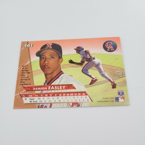 Carta Baseball 1993 Fleer Damion Easley #161 Rookie California Angels - Foto 2 di 2