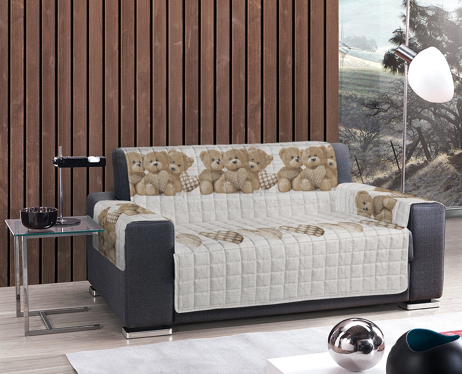 SALVADIVANO TRAPUNTATO COTONE 3 POSTI ORSETTO CUORE BEIGE