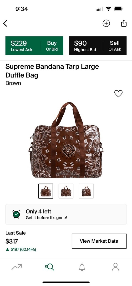 Supreme Bandana Tarp Large Duffel Bag Brown Paisley Preme Supreme Bandana Tarp Large Duffel Bag Brown Paisley Preme
