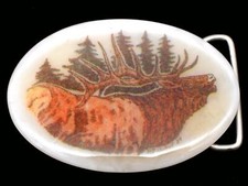 Elk Stag Forest Scene Western Vintage Belt Buckle