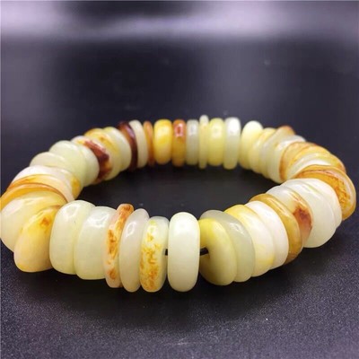 Natural HeTian Jade Abacus Prayer Lucky Bracelet worry beads Bead Buddha elastic