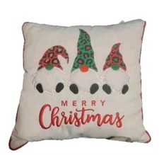 Embroidered Christmas Holiday Gnome Throw Pillow NWT 18x18 NEW WITH TAG