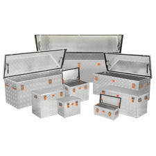 ALUBOX® Riffelblech Alukiste Werkzeugkiste Transportbox Truckbox Silber Schwarz