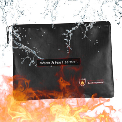 Fireproof Document Bag Silicone Coated Fiberglass Money Bag Pouch Holder D0S5