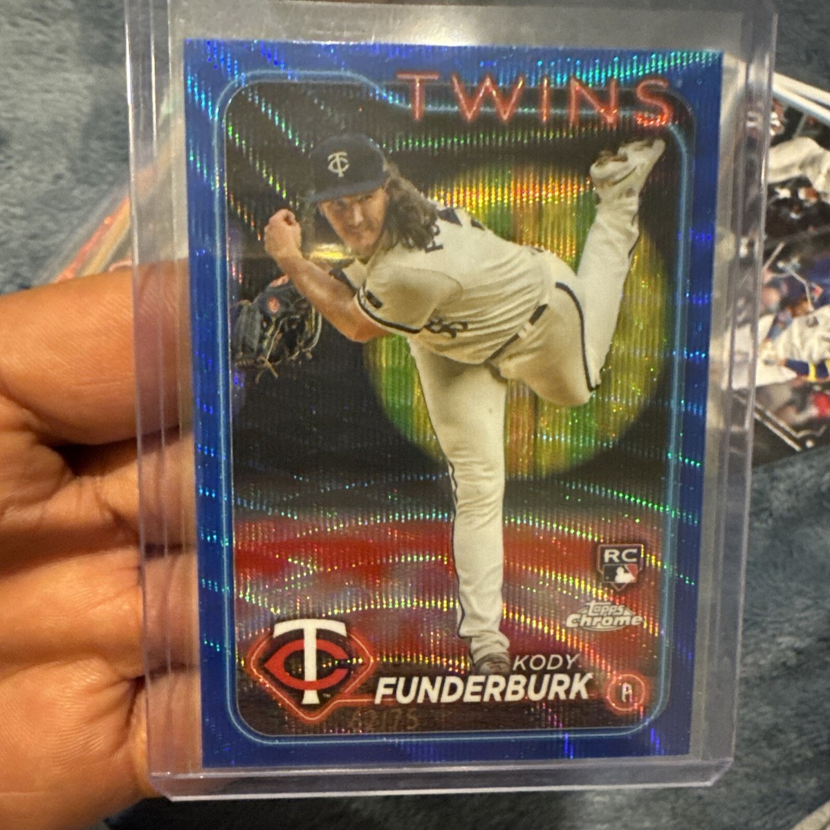 MINT . SSP 2024 Topps Chrome #297 Kody Funderburk Blue Wave