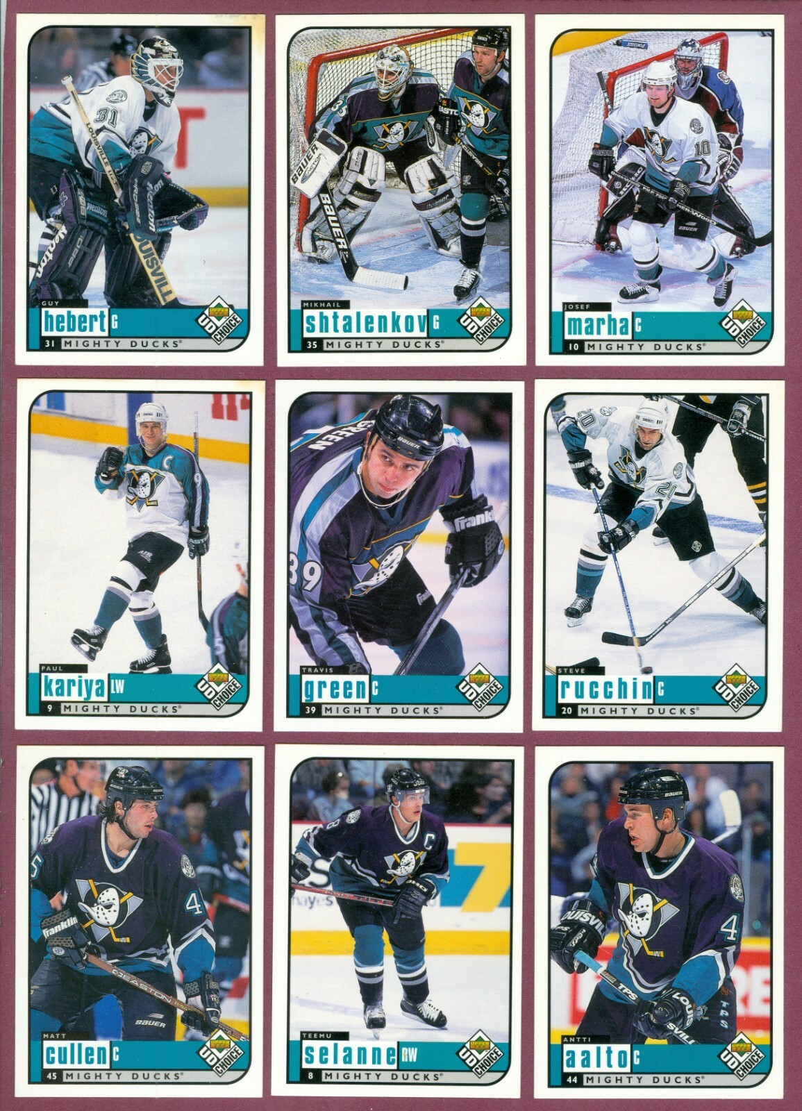 1998-99 UPPER DECK UD CHOICE + RESERVE PREVIEW NHL HOCKEY CARD 1- 310 SEE LIST