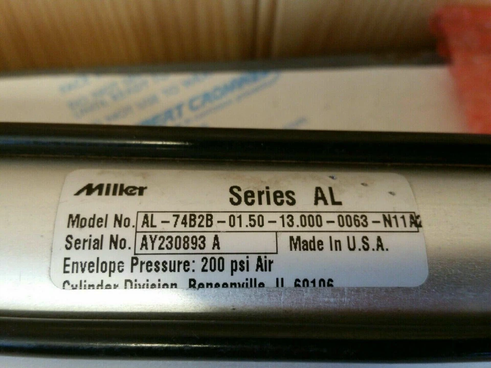 Miller AL-74B2B 01.50 -13.000 - 0063-N11A2 Pneumatic Cylinder 200 psi 1.5 bore - Image 3 of 4