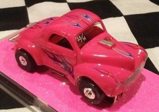CUSTOM SLOT CAR  1941 WILLYS GASSER  FLAMED PINK  NEW / HO / AUTO WORLD