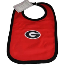 NEW Two Feet Ahead NCAA Georgia Bulldogs Embroidered Logo Red/Black Baby Bib, OS